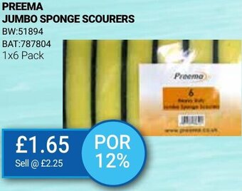 Bestway Preema Jumbo Sponge Scourers 1x6 Pack offer