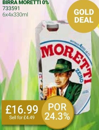 Bestway Birra Moretti 0% 6x4x330ml offer