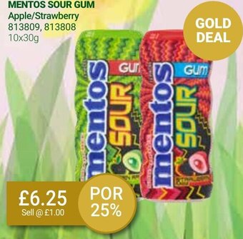 Bestway Mentos Sour Gum 10x30g offer