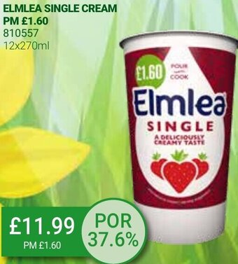 Bestway Elmlea Single Cream 12x270ml offer