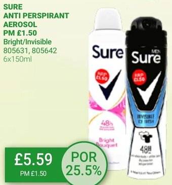 Bestway Sure Anti Perspirant Aerosol 6x150ml offer