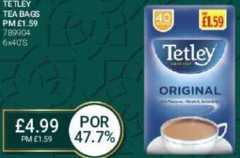 Bestway Tetley Tea Bags 6x40's offer