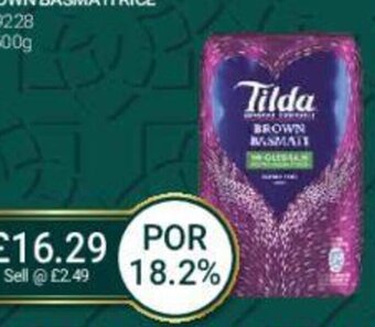 Bestway Tilda Brown Basmati Rice 8x500g offer