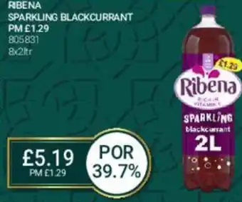Bestway Ribena Sparkling Blackcurrant 8x2ltr offer