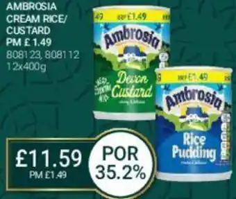 Bestway Ambrosia Cream Rice Custard 12x400g offer