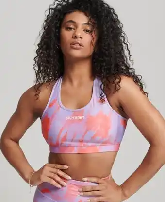 Superdry Superdry women's sport core mid impact bra purple / brush camo lilac offer