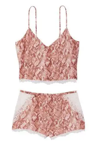 Victoria's Secret Victoria's secret pink snake skin modal lace back cami set offer