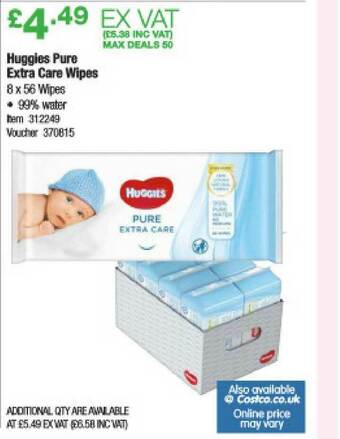 Costco Huggies Pure Extra Care Wipes offer