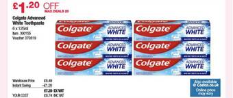 Costco Colgate Advanced White Toothpaste offer