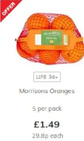 Morrisons Morrisons Oranges 5 per Pack offer