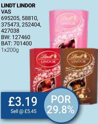 Bestway Lindt Lindor 1x200g offer