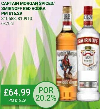 Bestway Captain Morgan Spiced/ Smirnoff Red Vodka offer