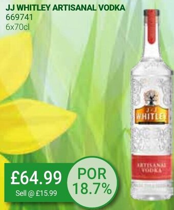 Bestway JJ Whitley Artisanal Vodka 6x70cl offer