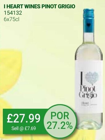 Bestway I Heart Wines Pinot Grigio 6x75cl offer