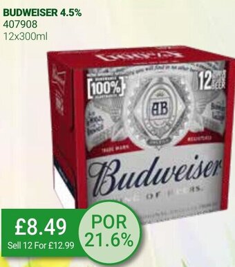 Bestway Budweiser 4.5% 12x300ml offer