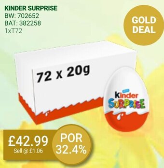 Bestway Kinder Surprise 1xT72 offer
