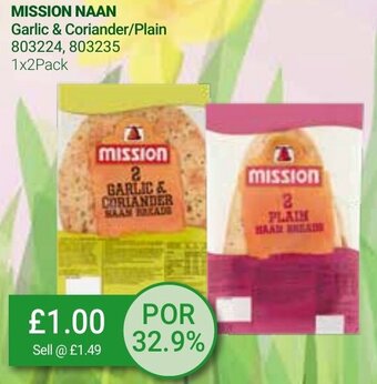 Bestway Mission Naan Garlic & Coriander/Plain 1x2Pack offer