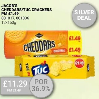 Bestway Jacob's Cheddars/Tuc Crackers 12x150g offer