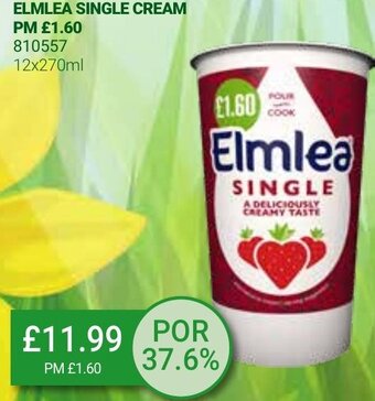 Bestway Elmlea Single Cream 12x270ml offer