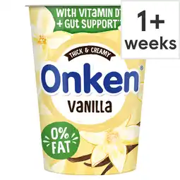 Tesco Onken fat free vanilla yogurt 450g offer