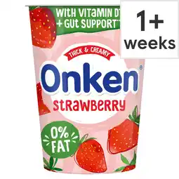 Tesco Onken 0% fat strawberry yogurt 450g offer