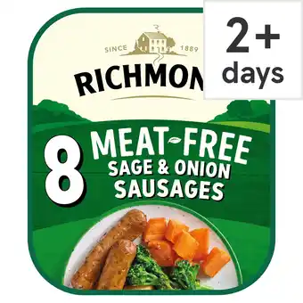 Tesco Richmond 8 sage & onion meat free vegan sausages 336g offer