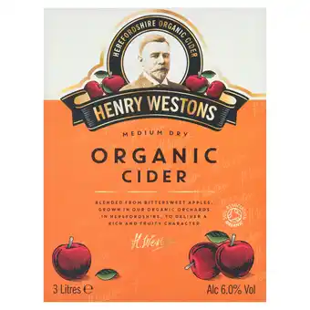 Tesco Henry westons medium dry organic cider 3ltr offer