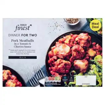 Tesco Tesco finest pork meatballs in a tomatoes & chorizo sauce 500g offer