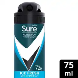 Tesco Sure men 72h invisible ice fresh antiperspirant 75ml offer