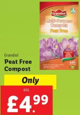 Lidl Grandiol Peat Free Compost 60L offer