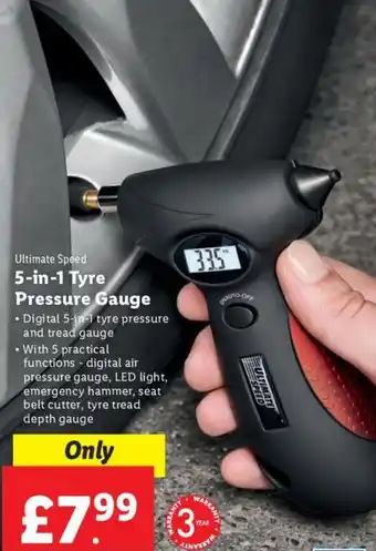 Lidl Ultimate Speed 5-in-1 tyre Pressure Gauge offer