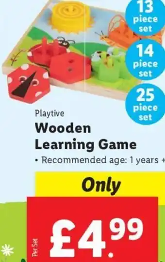 Lidl Playtive Wooden Learning Game offer
