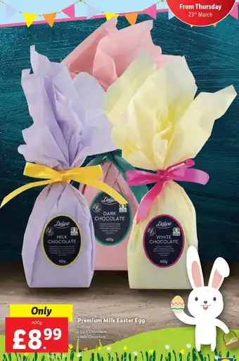 Lidl Deluxe Premium Milk Easter Egg 400g offer