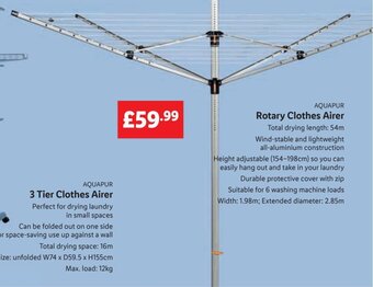 Lidl Aquapur Rotary Clothes Airer offer