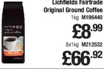 Makro Lichfields FairTrade Original Ground Coffee 8x1kg offer