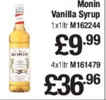 Makro Monin Vanilla Syrup 1x1ltr offer