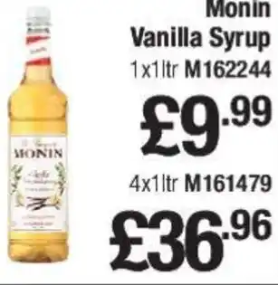 Makro Monin Vanilla Syrup 4x1ltr offer