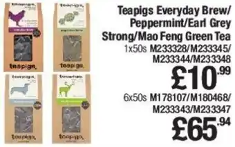 Makro Teapigs Everyday Brew/Peppermint/Earl Grey Strong/Mao Feng Green Tea 1x50s offer