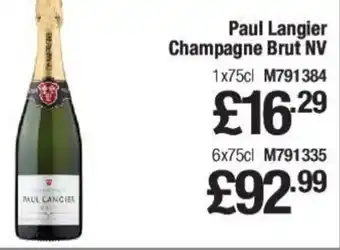 Makro Paul Langier Champagne Brut NV 6x75cl offer