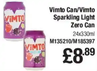 Makro Vimto Can/ Vimto Sparkling Light Zero Can 24x330ml offer