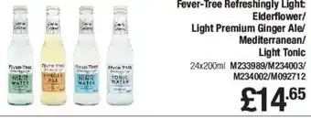 Makro Fever-Tree Refreshing Light Elderflower/ Light Premium Ginger Ale/ Mediterranean Light Tonic 24x200ml offer