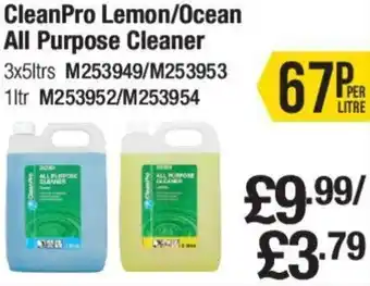 Makro CleanPro+ Lemon/ Ocean All Purpose Cleaner 3x5ltrs offer