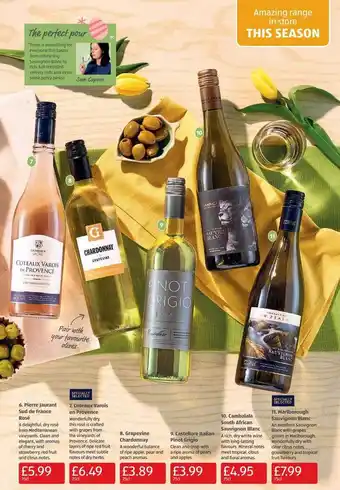 Aldi Pierre jaurant sud de france rosé, côteaux varois en provence, grapevine chardonnay, castellore italian pinot grigio, cambala offer