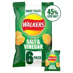 Tesco Walkers less salt salt & vinegar crisp 6x25g offer