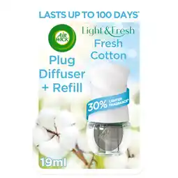 Tesco Air wick scented oil electric plug in fresh cotton 19ml offer
