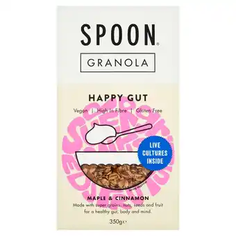 Tesco Spoon cereals happy gut granola mpl & cinnamon 350g offer