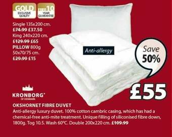 JYSK Kronborg Okshornet Fibre Duvet offer