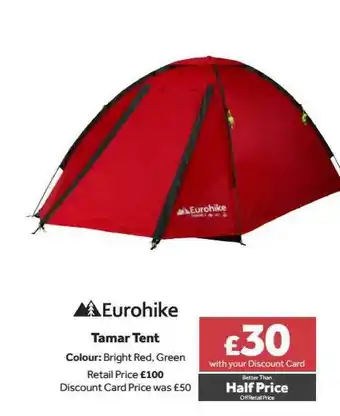 GO Outdoors Eurohike Tamar Tent offer