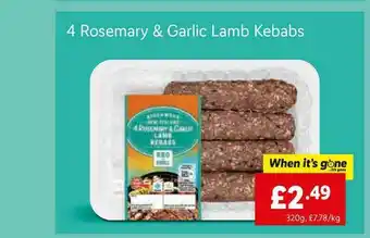 Lidl 4 Rosemary & Garlic Lamb Kebabs offer