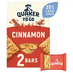 Tesco Quaker porridge to go cinnamon bar 2x55g offer
